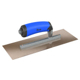 Bon Tool Golden Stainless Steel Square End Finish Trowel - Short Shank - Comfort Wave Handle