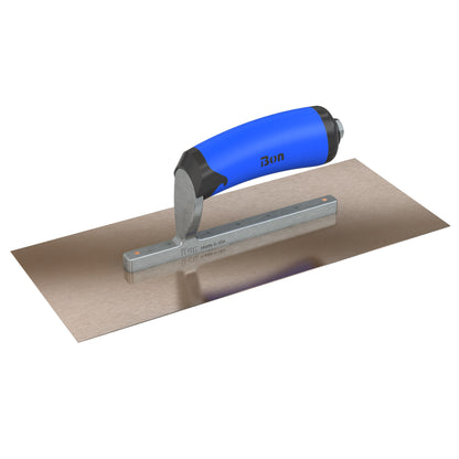 Bon Tool Golden Stainless Steel Square End Finish Trowel - Short Shank - Comfort Wave Handle