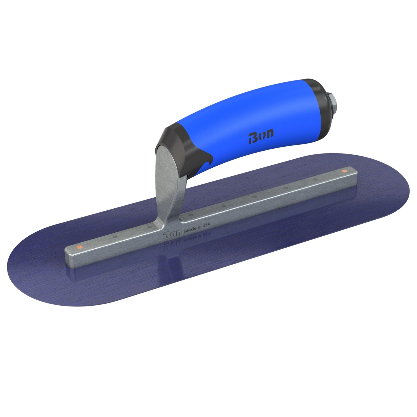 Bon Tool Blue Steel Round End Finish Trowel - Comfort Wave Handle