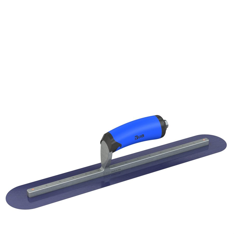 Bon Tool Blue Steel Round End Finish Trowel - Comfort Wave Handle