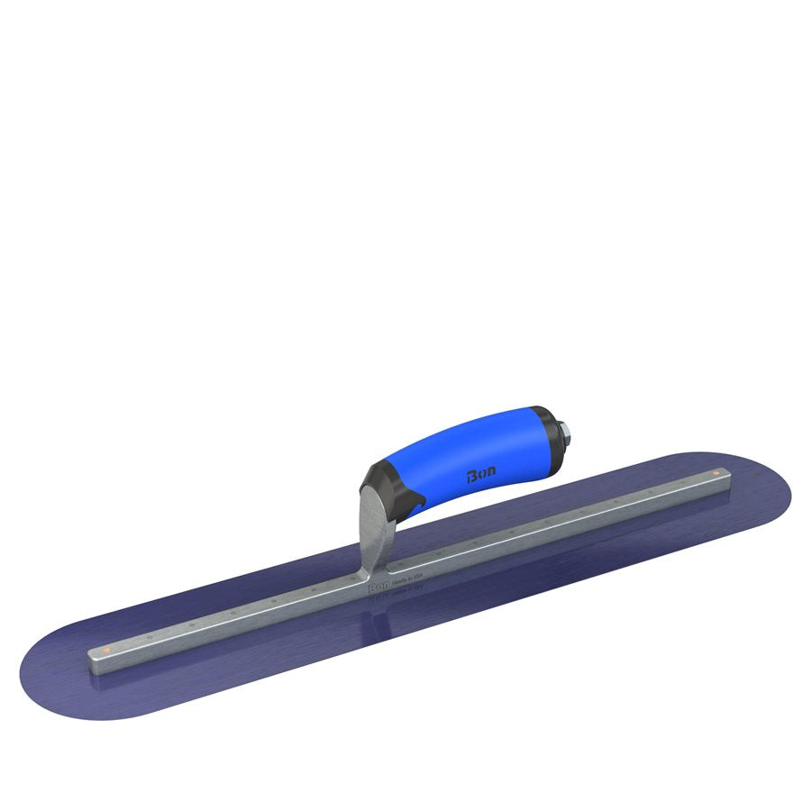 Bon Tool Blue Steel Round End Finish Trowel - Comfort Wave Handle