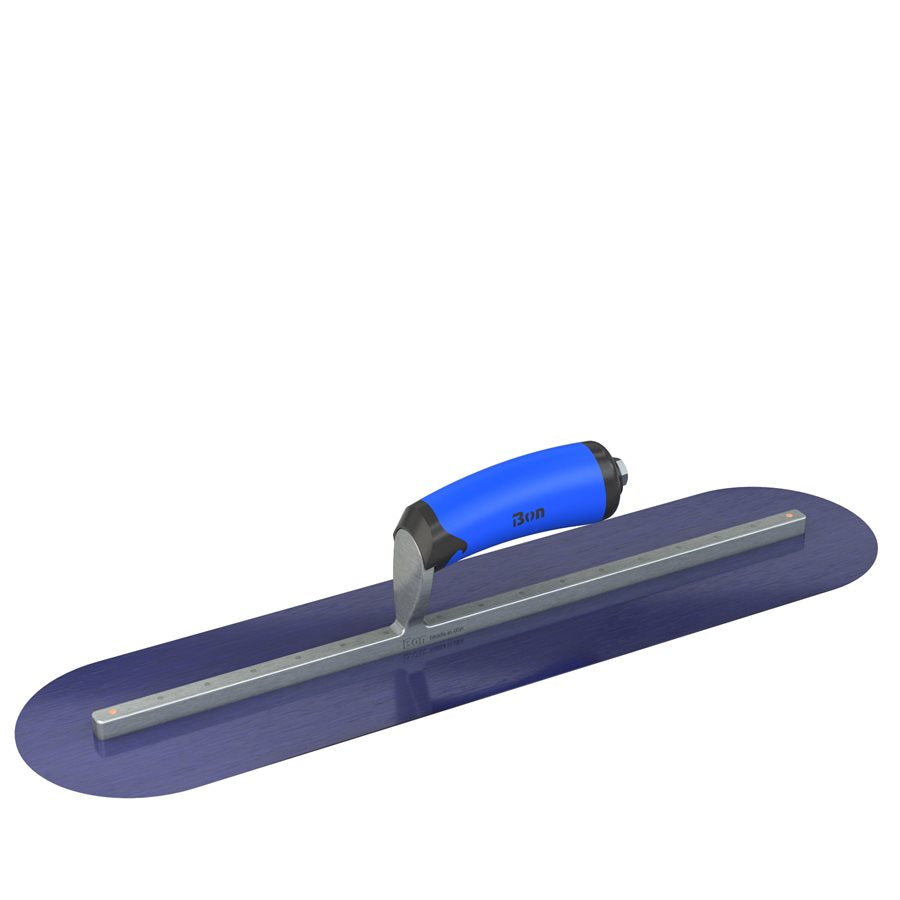 Bon Tool Blue Steel Round End Finish Trowel - Comfort Wave Handle