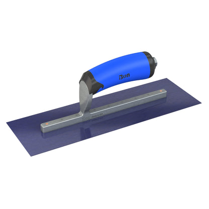 Bon Tool Blue Steel Square End Finish Trowel - Camel Back Wood Handle