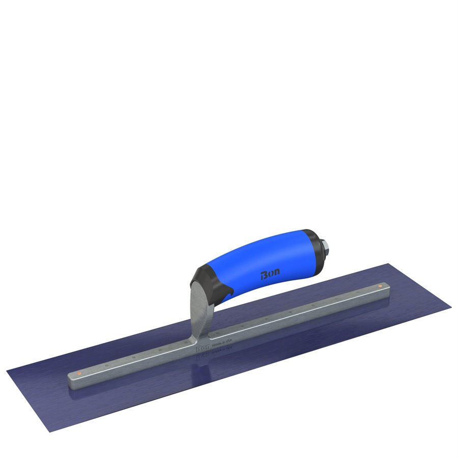 Bon Tool Blue Steel Square End Finish Trowel - Camel Back Wood Handle