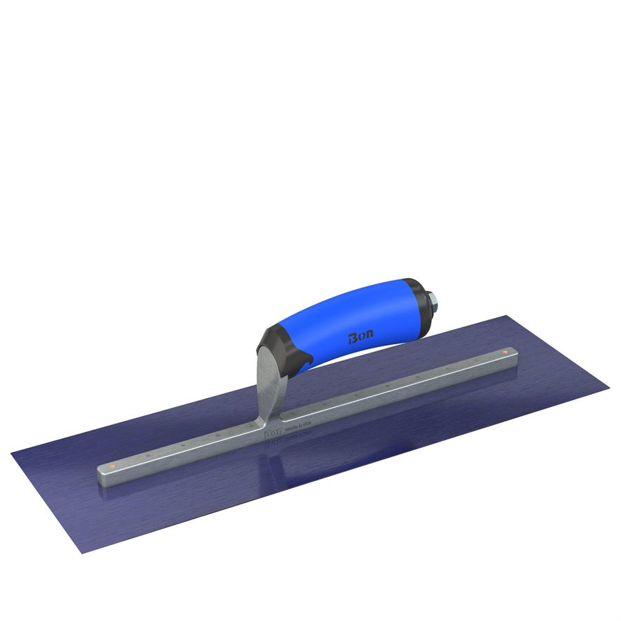Bon Tool Blue Steel Square End Finish Trowel - Camel Back Wood Handle