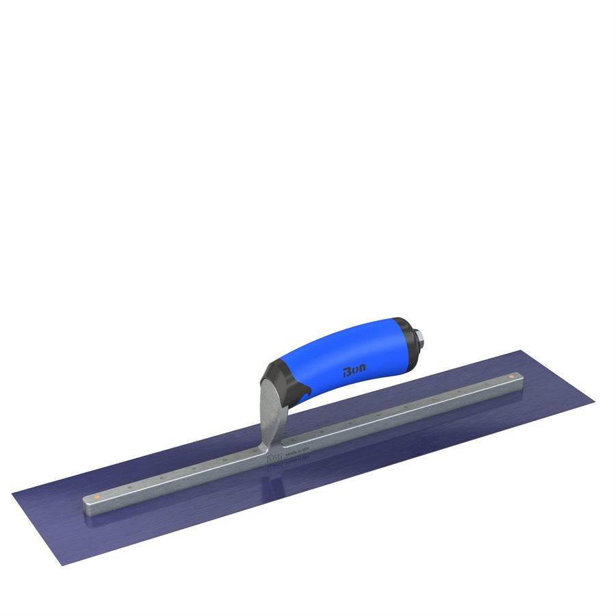 Bon Tool Blue Steel Square End Finish Trowel - Camel Back Wood Handle