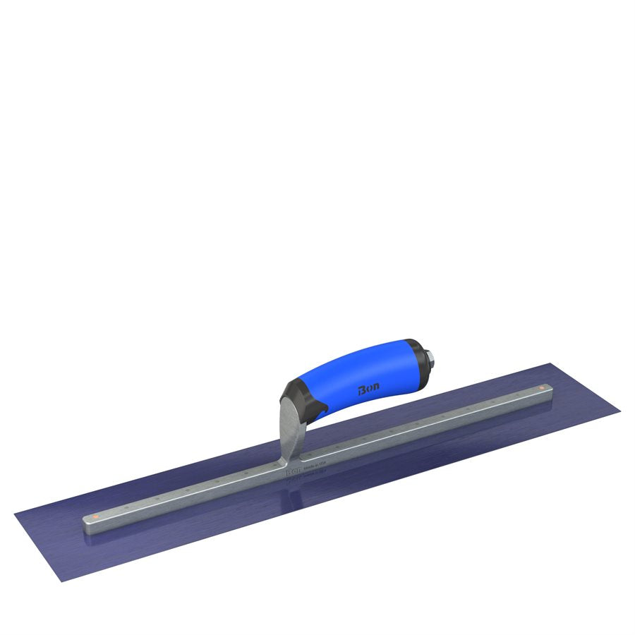 Bon Tool Blue Steel Square End Finish Trowel - Camel Back Wood Handle