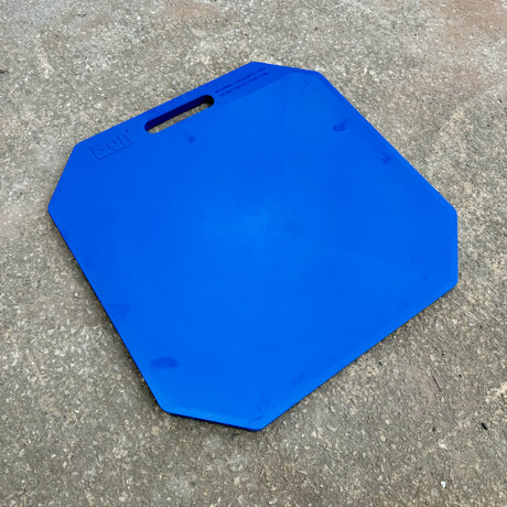 Rhinoboard Mortar Board 24x24 inch spot board; blue, with handle slot, chamfered corners, water-resistant surface.