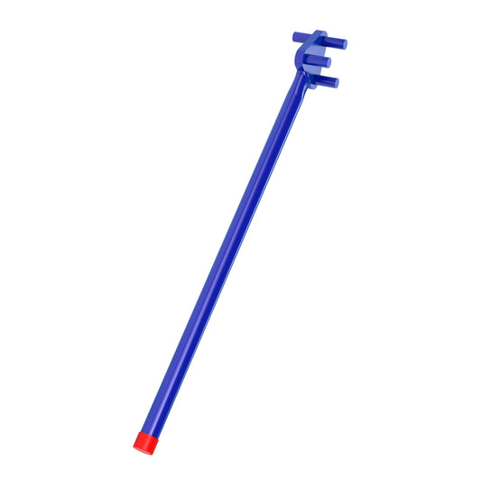 Bon Rebar Bender 3-Pin with tubular steel handle, 34 in long and 4 in head, blue, for bending 5/8 in rebar