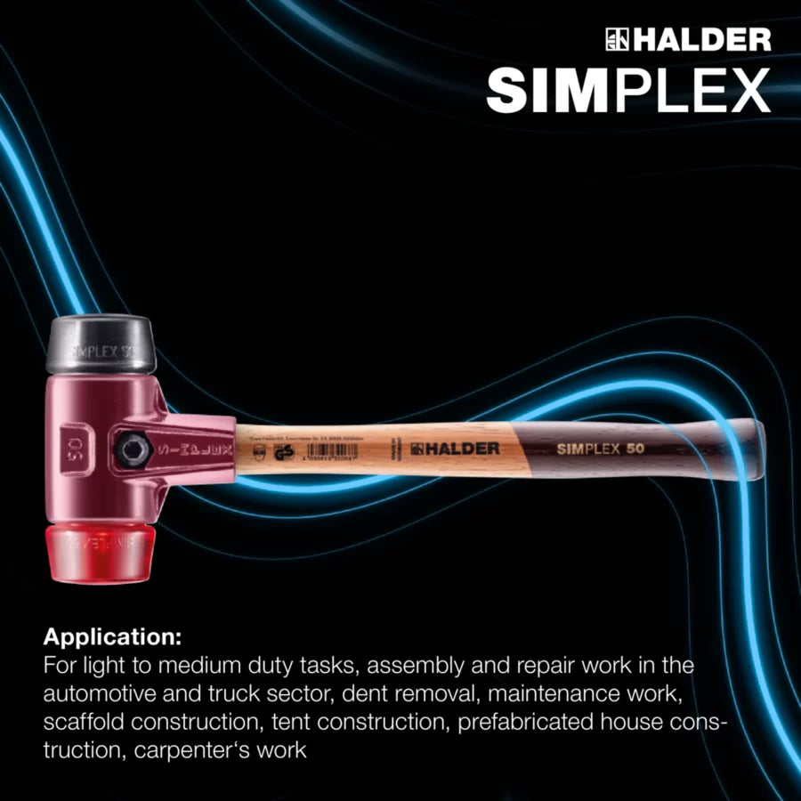 Halder Simplex soft-face mallet, cast iron housing - Rubber Composition / Plastic