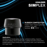 Halder Simplex soft-face mallet, cast iron housing - Rubber Composition / Plastic
