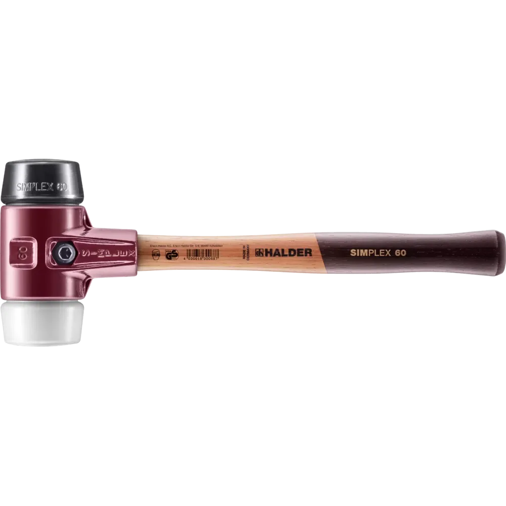 Halder Simplex soft-face mallet, cast iron housing - Rubber Composition / Superplastic