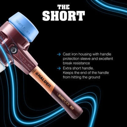 Halder Simplex soft-face mallet, cast iron housing - "Stand-Up" / Superplastic - Short Handle