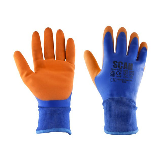 Scan Thermal Waterproof Latex Coated Gloves (1 x Pair)