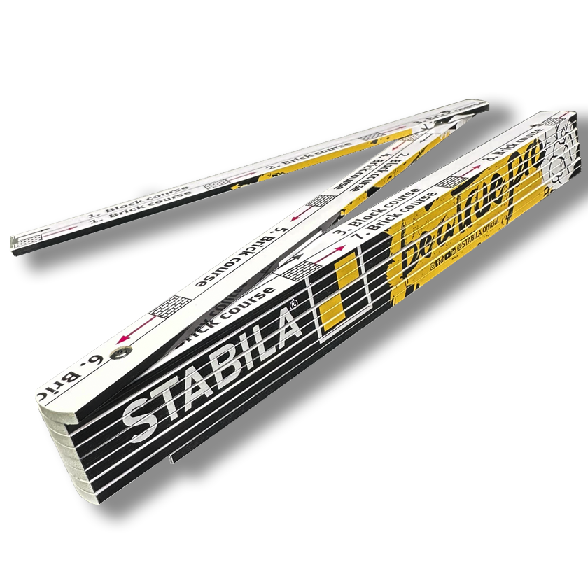 Stabila Brick and Block Masons Folding Rule Wood 2m For Bricklayers Gauging and Quick Checks