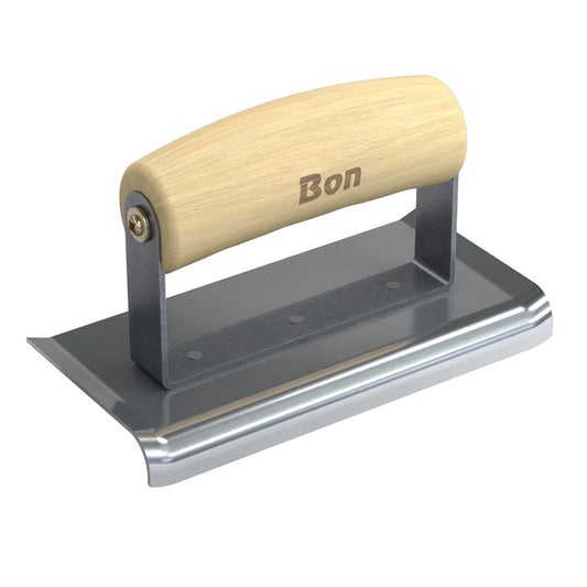 Bon Tool Stainless Steel Curved End Edger - 6" X 2 7/8" - Wood Wave Handle