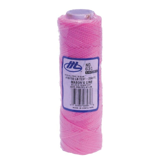 Marshalltown 250' Braided Nylon Fluorescent Pink Brick Line