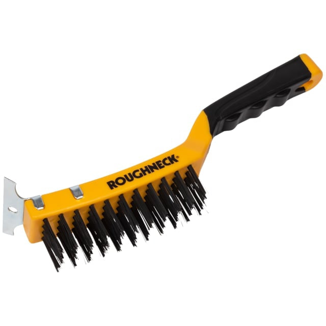 Roughneck Carbon Steel Wire Brush Soft Grip with Scraper